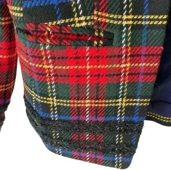 Blazer j crew Tartan Blazer  In Black Red Multi Plaid Pattern Christmas style  s - Picture 5 of 17